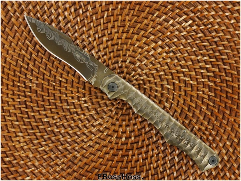 Mick Strider MSC Damascus Custom Slip Joint Fighter